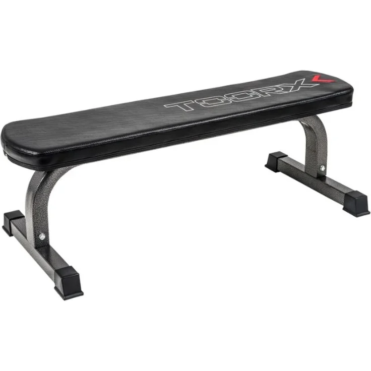Toorx Fitness Flat Bench WBX-65, Hantelbank mit 320 kg Tragkraft, verstärktem Stahlrahmen und rutschfesten Standfüßen