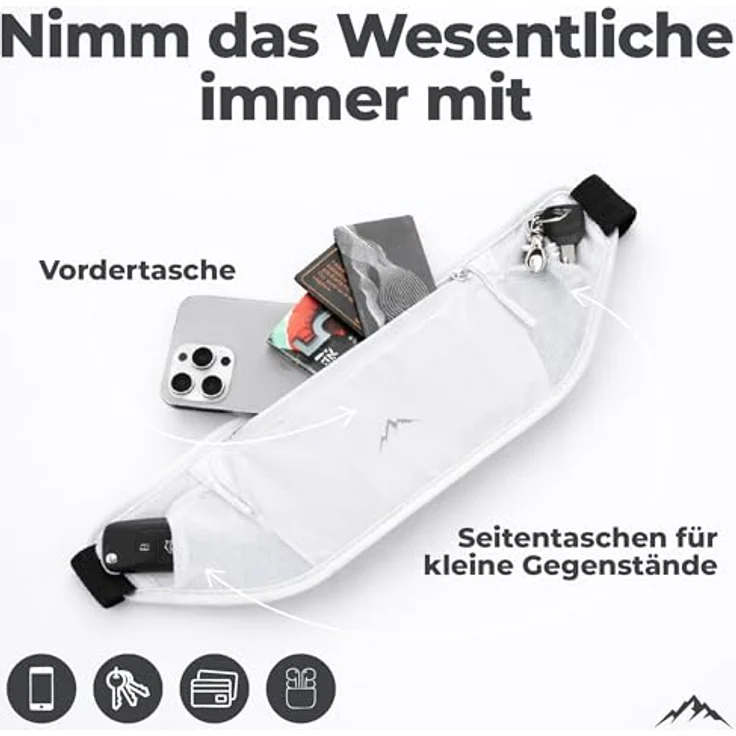 NORDRUN Laufgürtel für alle Handys, verstellbar und wasserdicht, mit großer Kapazität, in Weiß – Bild 3