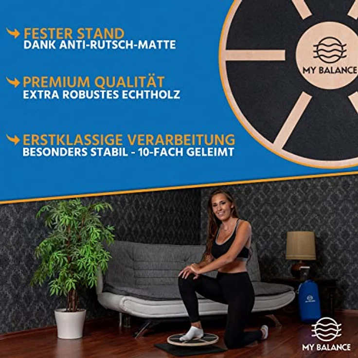 My Balance Premium Balance-Board inkl. Antirutschmatte I Hochwertiges Wackelbrett mit E-Book I Stärkt deine Balance I Balance Board für bessere Fitness – Bild 5
