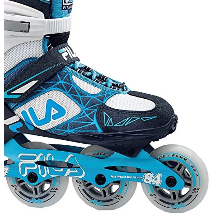 Fila Legacy Pro 84 W, Damen Inline-Skates in Weiß und Blau, ABEC 7 Lager, hohe Knöchelunterstützung, Aluminium-Platte 6000 – Bild 2