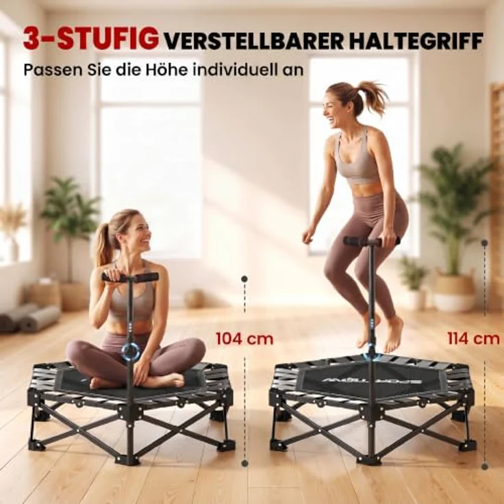 SPORTNOW Fitnesstrampolin Mini Trampolin, leises Trampolin mit Schnellfaltmechanismus, Ø 104 cm, 120 kg Belastbarkeit, für Indoor und Outdoor – Bild 4