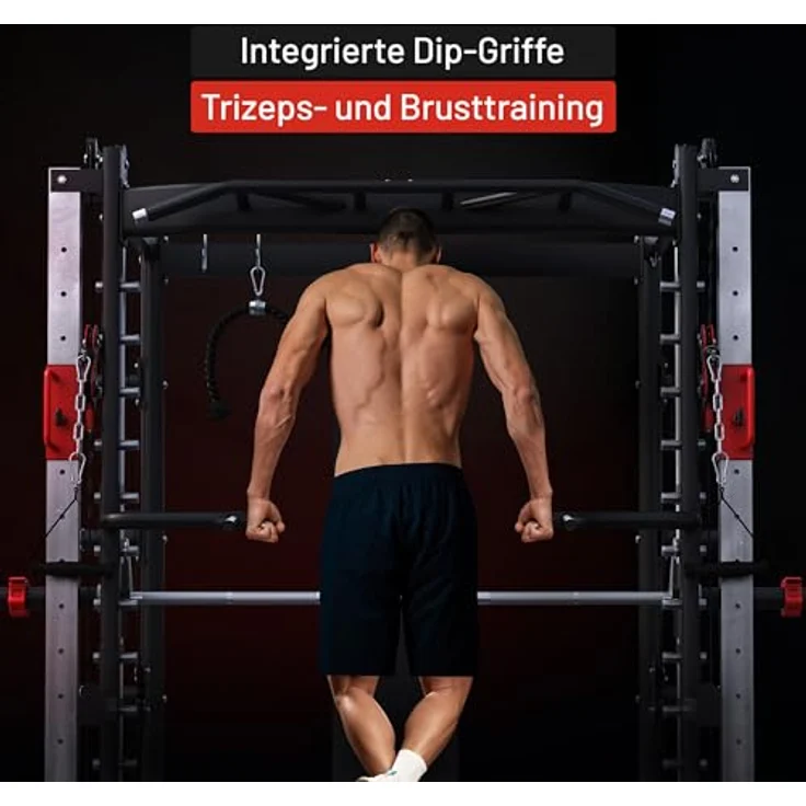GORILLA SPORTS Kraftstation Power Rack Smith Machine - Multifunktionales Heimfitnessgerät, hohe Belastbarkeit, robustes Design, schwarz – Bild 6