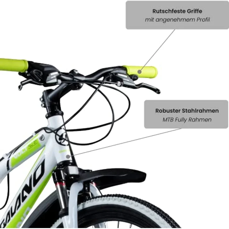 Galano Volt DS Mountainbike Fully, 26 Zoll, 21 Gang, für Jugendliche ab 160 cm, in weiß/grün, schwarz/grün oder schwarz/rot – Bild 5