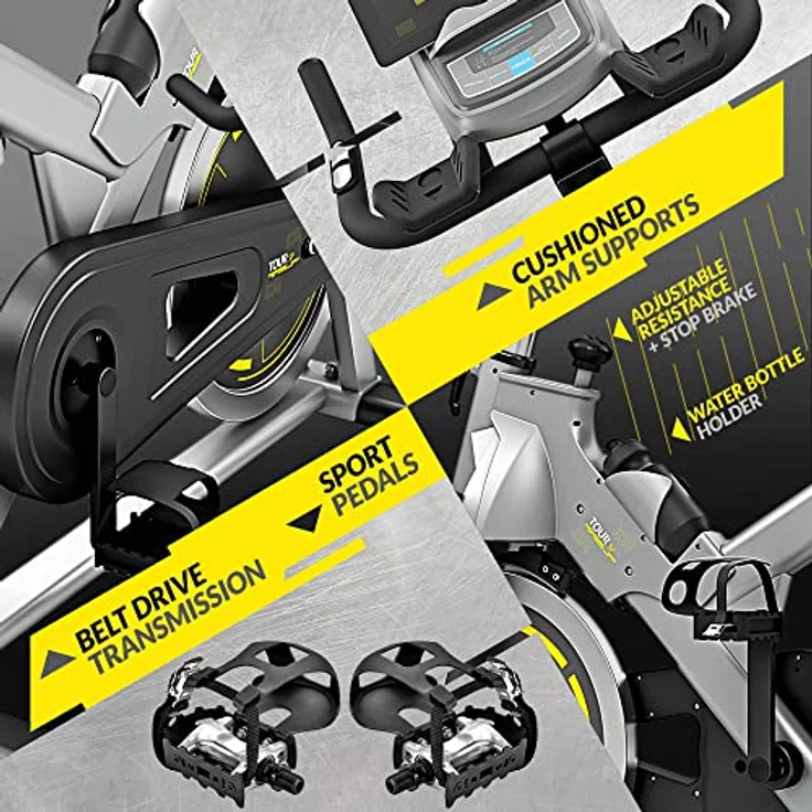 Bluefin Fitness Tour SP Hometrainer Bike | Heimtrainer SP Speed Fahrrad Trainingsfahrrad | Kinomap Smartphone App - Live Video Coaching & Training | Bluetooth | Schwarz & Grau Silber – Bild 5