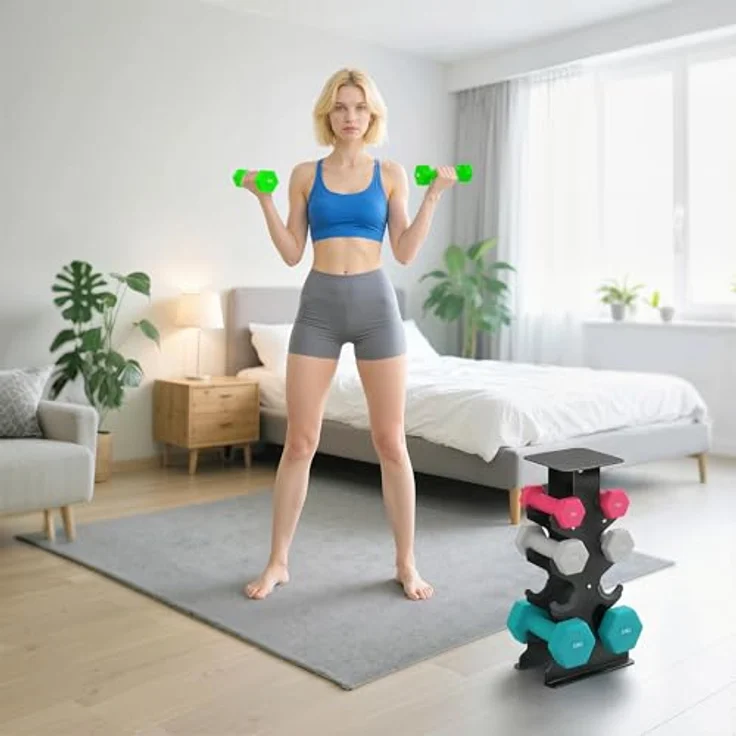 SPORTNOW Hanteln Set 4 Paar Kurzhanteln 1-4 kg mit rutschfesten Griffen und Aufbewahrungsständer, hexagonale Form – Bild 8