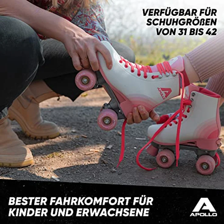 Apollo Rollschuhe Retro Discoroller, verstellbare Disco Roller Skates, größenverstellbar Rollerskates, Retro Design, Schwarz – Bild 4