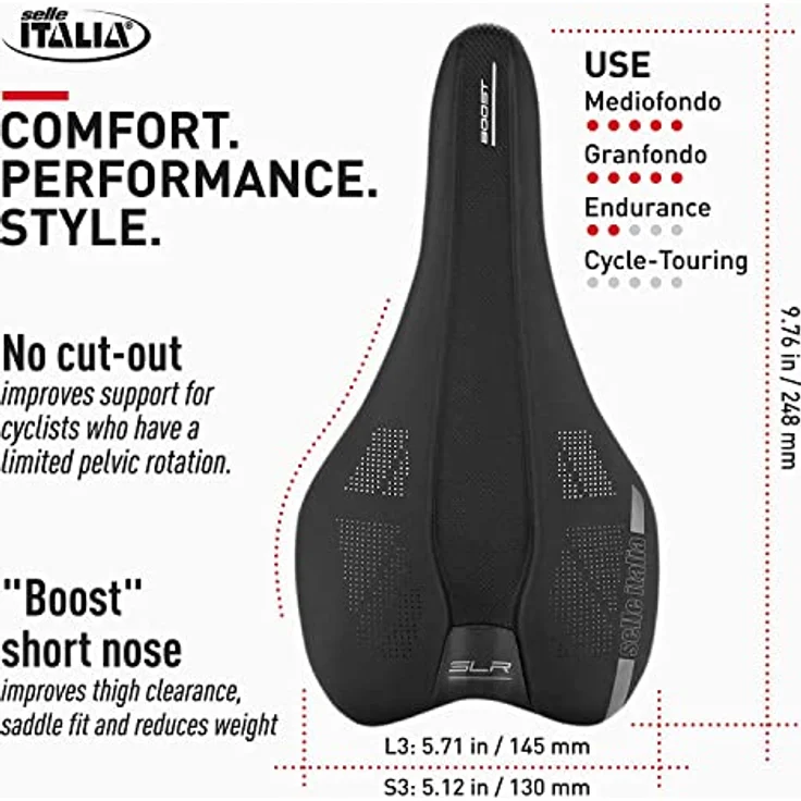 Selle Italia SLR Boost TM Sattel schwarz, Gelschaum-Fahrradsattelbezug für Indoor-Spinning und Outdoor-Touren – Bild 5