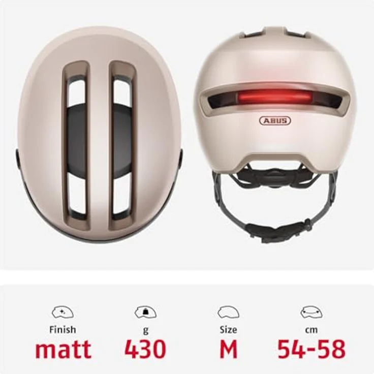 Abus HUD-Y ACE, Velohelm mit integriertem Glas-Visier und USB-Heck-LED, 54 - 58 cm – Bild 3