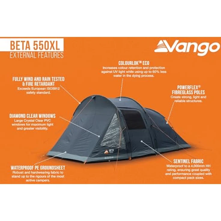 Vango Kuppelzelt, für 5 Personen, 12.20 kg, robust und leicht – Bild 5