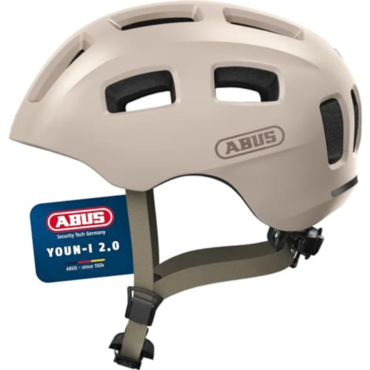 ABUS Youn-I 2.0 Fahrradhelm mit Licht für Kinder und Jugendliche, beige, Größe S – Bild 1