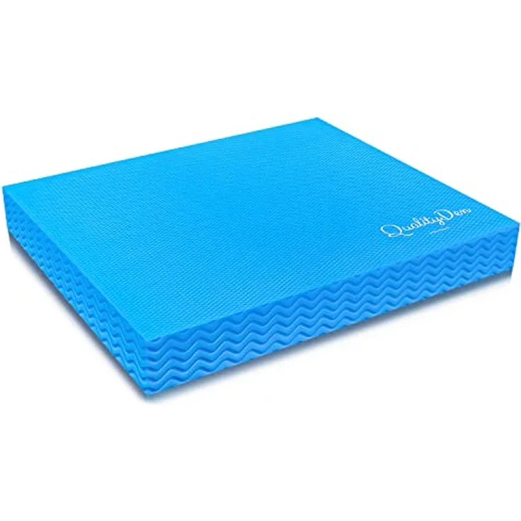 Quality Den Balance Pad, Rutschfester Weichschaum, Balancekissen für Stabilität und Koordination - Hilft, die Tiefenmuskulatur zu Stärken - Inklusive e-Übungshandbuch (40x34x5 cm, Blau)