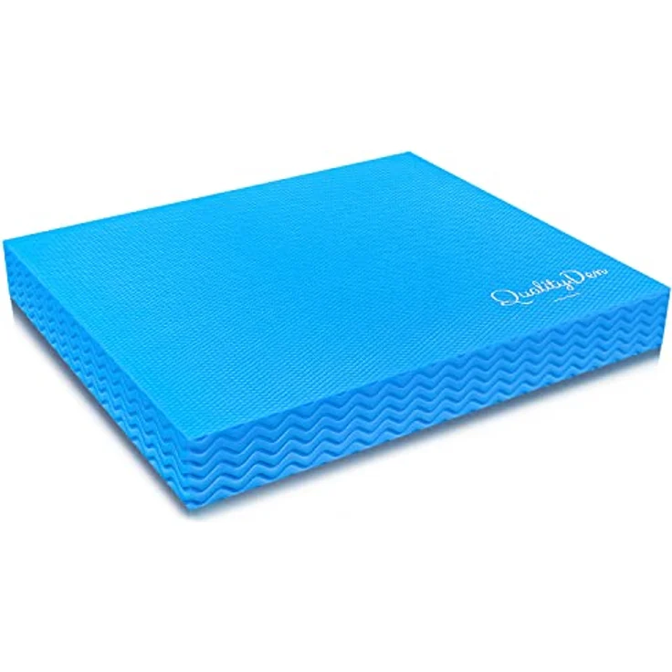 Quality Den Balance Pad, Rutschfester Weichschaum, Balancekissen für Stabilität und Koordination - Hilft, die Tiefenmuskulatur zu Stärken - Inklusive e-Übungshandbuch (40x34x5 cm, Blau) – Bild 1