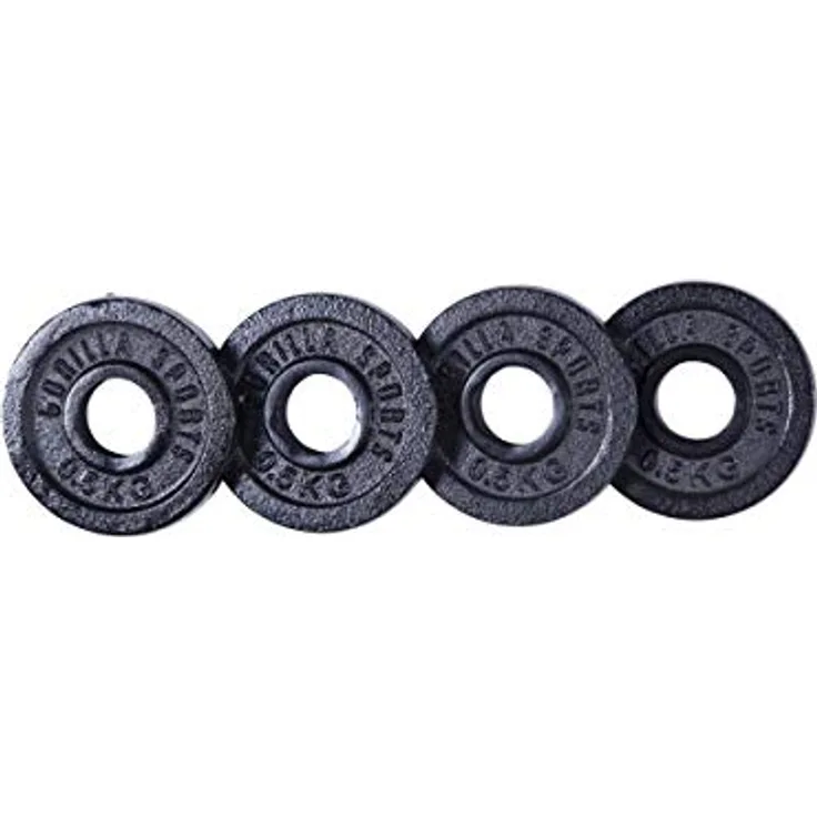 GORILLA SPORTS® Hantelscheiben - Set/Einzeln, 0,5 kg, 1,25 kg, 2 kg, 2,5 kg, 5 kg, 10 kg, 15 kg, 20 kg, 25 kg, 30 kg Gewichte, 30/31 mm, Gusseisen, Silber/Schwarz - Gewichtsscheiben, Bumper Plates