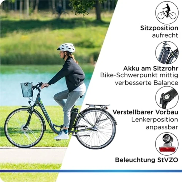 Zündapp Z510 E Bike 28 Zoll Damenfahrrad ab 155 cm mit 3 Gang Nabenschaltung und Rücktrittbremse, weiß – Bild 6