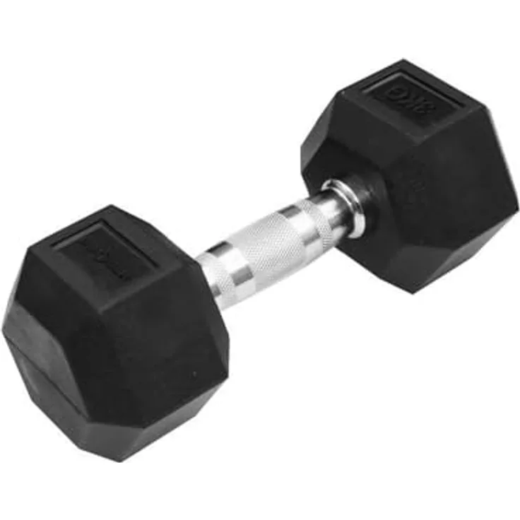 Sporttrend 24® Hexagon Hantel 1-50KG, Einzeln, verchromter Griff | sechseckige Kurzhantel, rutschfeste Kompakthantel, gummierte Hex Hanteln