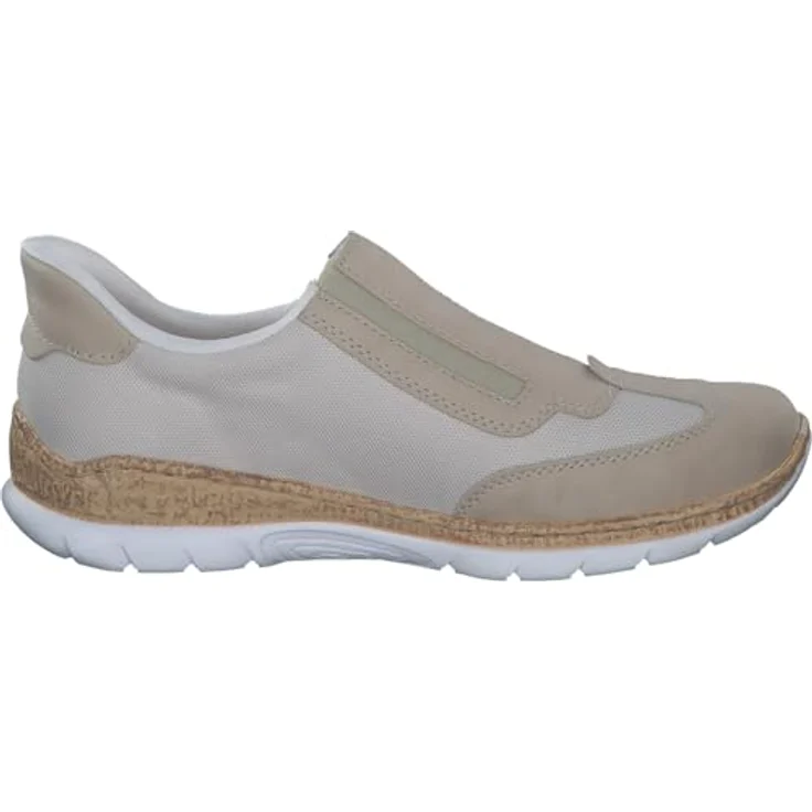 Rieker Damen Slipper N42G5-60, Beige Halbschuhe mit hohem Komfort und funktionalem Design – Bild 3