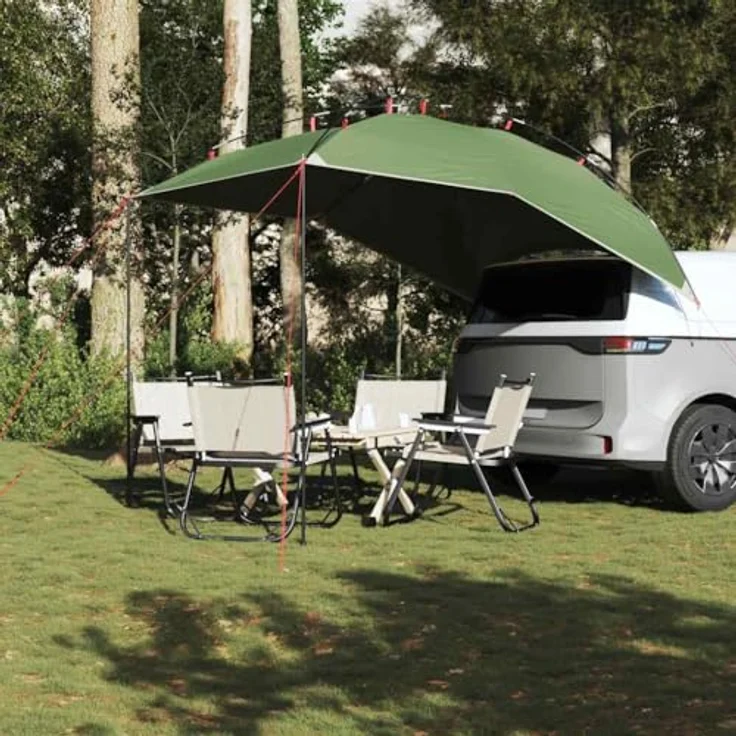 vidaXL Autozelt Grün, Wasserdichtes Kofferraum-Zelt für Camping und Outdoor, einfacher Aufbau, stabil und sicher – Bild 3