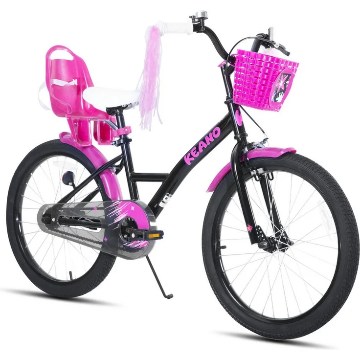JOYSTAR Kinderfahrrad Mädchenfahrrad 14/16/18/20 Zoll mit Hochkarbonstahlrahmen, Puppensitz, Korb, Stützräder und Schutzblechen