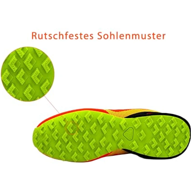 Avior Home Nowalnd Herren Damen Sneaker Runners, Atmungsaktive Sportschuhe mit rutschfester Sohle, Orange/Grün, Größe 42 – Bild 7