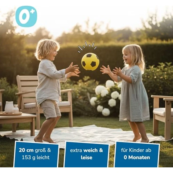 ALLDORO Schaumstoffball Ø 20 cm, gelber Fußball-Design, weicher Ball für Kinder – Bild 2