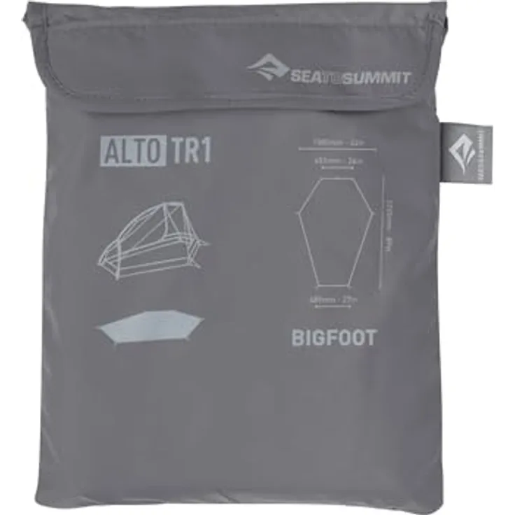 Sea to Summit Alto TR1 Bigfoot Zeltunterlage, graue 68-Denier-Polyester Unterlage für Ultraleicht Backpacking, 226 x 166 cm, 224 g