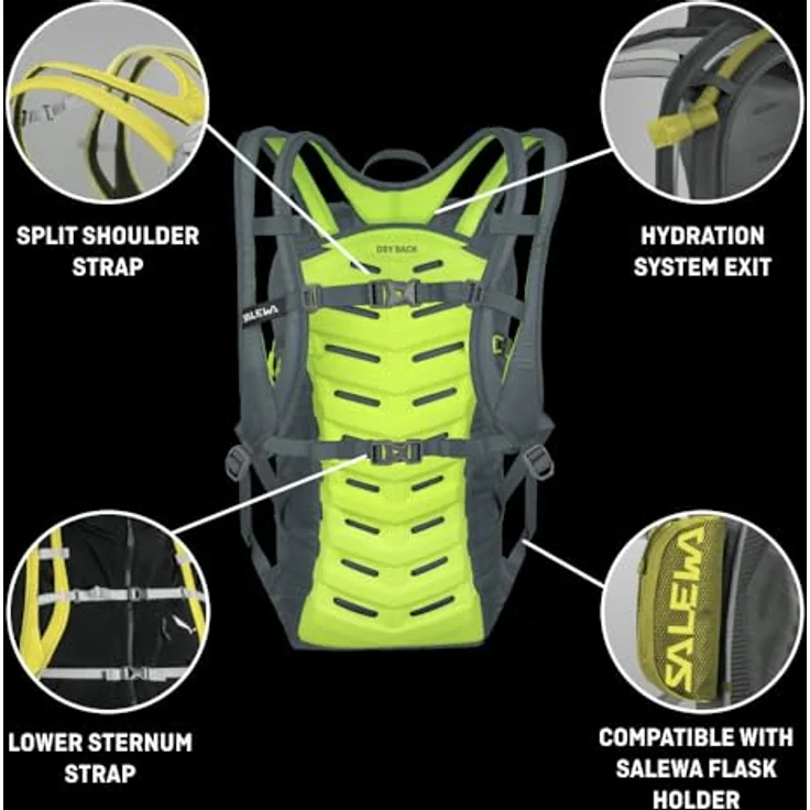 Salewa Ultra Train 18L Rucksack, 46 cm, schwarze Wanderrucksack aus 100% Polyamid – Bild 4