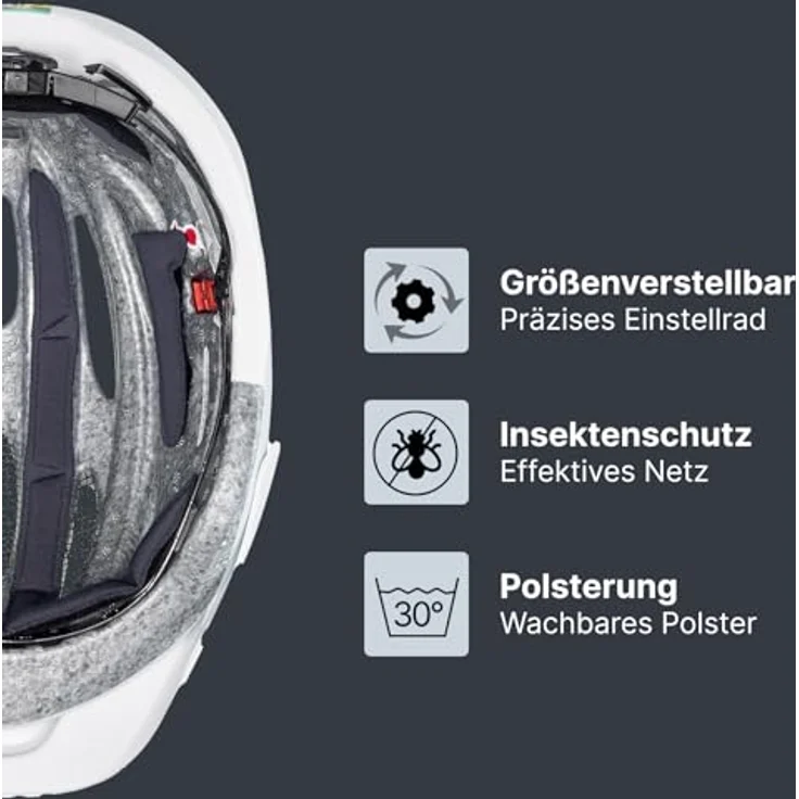 Uvex Sports true cc, Velohelm für 55 - 58 cm, moderne matte Oberfläche in cloud-white, 17 Belüftungsöffnungen, integriertes Fliegengitter und Sonnenblende – Bild 3