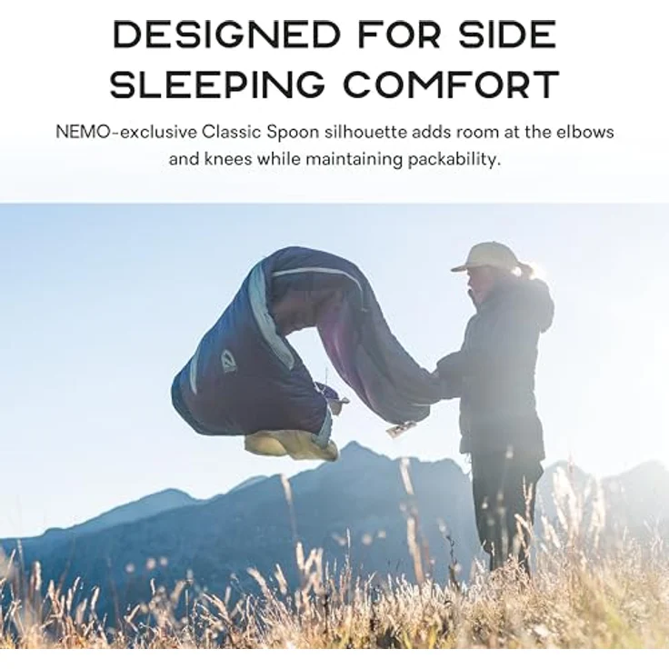 Nemo Equipment Forte Endless Promise, Schlafsack (208 cm) mit recycelbarem Material, Primaloft RISE Füllung und Thermo Gill Ventilationssystem, für Seitenschläfer geeignet – Bild 3