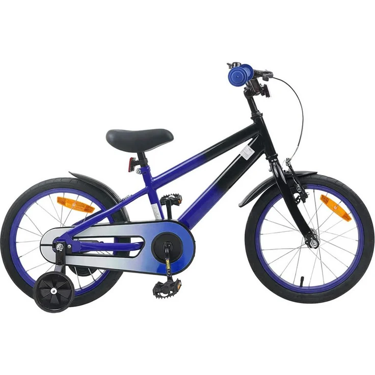 vidaXL Kinderfahrrad 16 Zoll für 4-6 Jahre alt, blau-schwarz, mit Aufbauanleitung, Gesamtgewicht bis 50 kg
