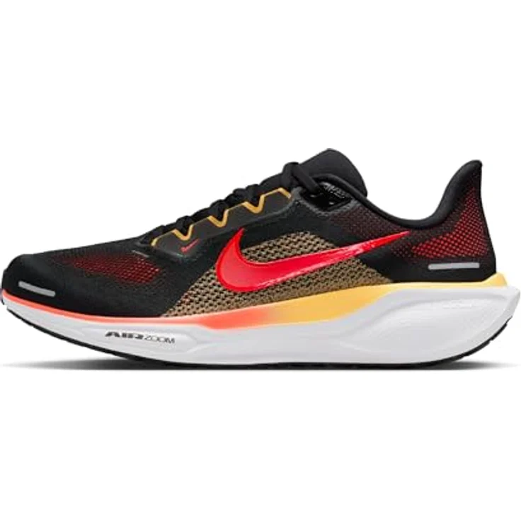 Nike Air Zoom Pegasus 41, Laufschuhe für Normalpronierer, Black/White/Bright Crimson, dämpfende ReactX-Mittelsohle mit Zoom Air-Fersenelement, atmungsaktives Mesh-Obermaterial, Größe 46 – Bild 1