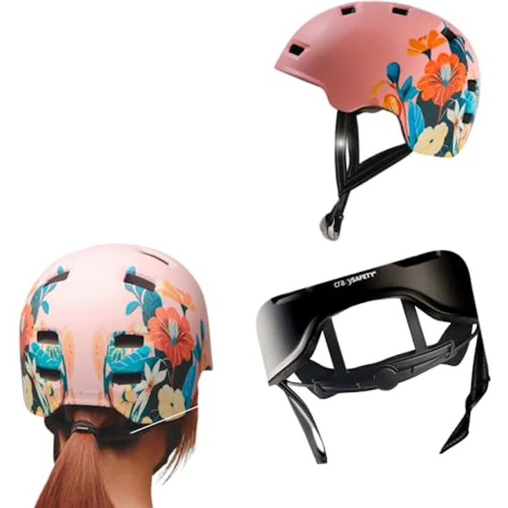 Crazy Safety Rampage Flower, Velohelm für Kinder, 54 - 57 cm, leicht, robust, mit Belüftungssystem, verstellbarem Kinnriemen und farbenfrohem Design – Bild 4
