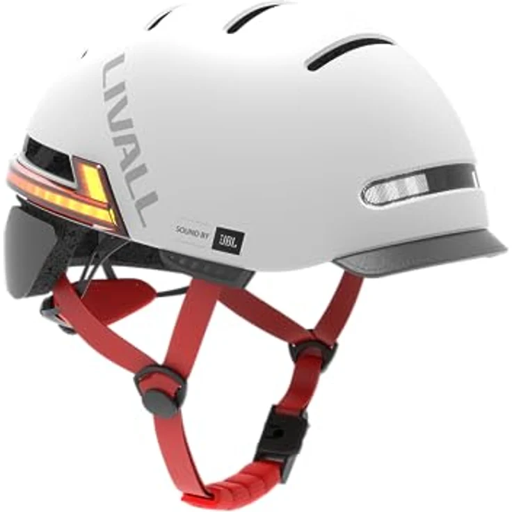 Livall Urban Intelligent Helm, Fahrradhelm mit LED-Beleuchtung, Bluetooth-Funktion, Sandsteingrau, 55-59 cm – Bild 3