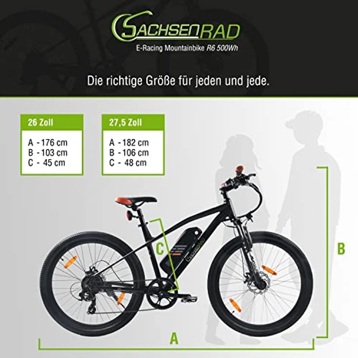 SachsenRAD E-Racing Mountain Bike R6 500Wh 13,4Ah E-Bike 26" - Shimano Tourney XT 7-Gang-Schaltung, Aluminiumrahmen, kabelloses Routing – Bild 3