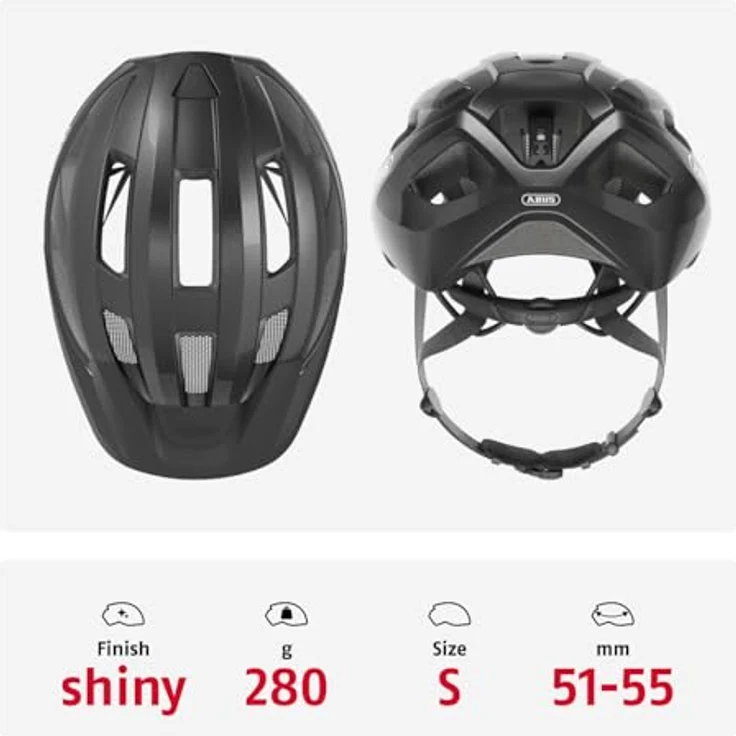 ABUS Rennradhelm Macator, sportlicher Einsteiger-Fahrradhelm für Damen und Herren, Ponytail-kompatibel, Titan (Grau Glänzend), Größe S – Bild 3