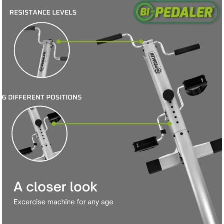 Bewegungstrainer klappbar Gymform Bi-Pedaler, inkl. Bildschirm, Fitnesstrainer,Fitnessgerät, platzsparend zusammenklappbar, 6 Tretwiderstände Sport im sitzen (BI-PEDALER + KALORIENZÄHLER) – Bild 2