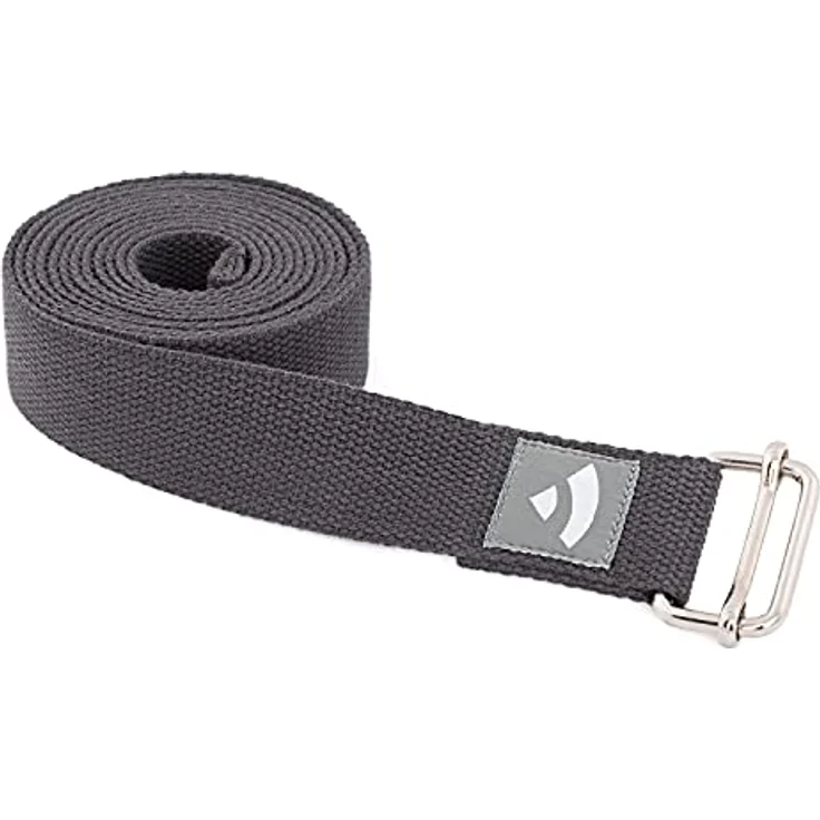 Bodhi Yogagurt | ASANA Belt aus 100% Baumwolle | Praktisches Yoga-Zubehör zur Dehnung | Yoga-Gurt mit Schiebeschnalle aus Metall | Anfänger & Fortgeschrittene | 250 x 3,8 cm (anthrazit) – Bild 1