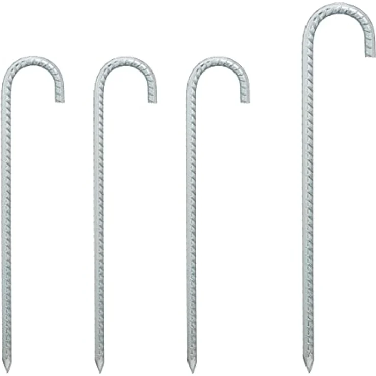 Relaxdays Bodenanker 4er Set, XL Zeltheringe aus verzinktem Stahl, extra lang 38,5 cm, sturmfeste Erdanker in Silber – Bild 1