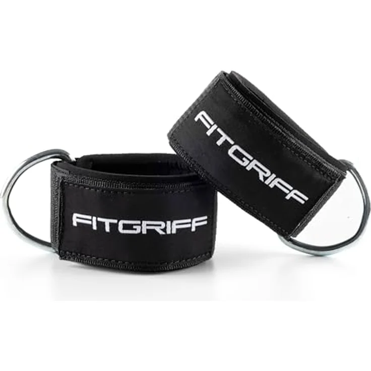 Fitgriff Komfort Fußschlaufen (2Stück) - für Fitness Training am Kabelzug - Fußfesseln für Damen und Herren (Black) - Preisvergleich – Bild 5