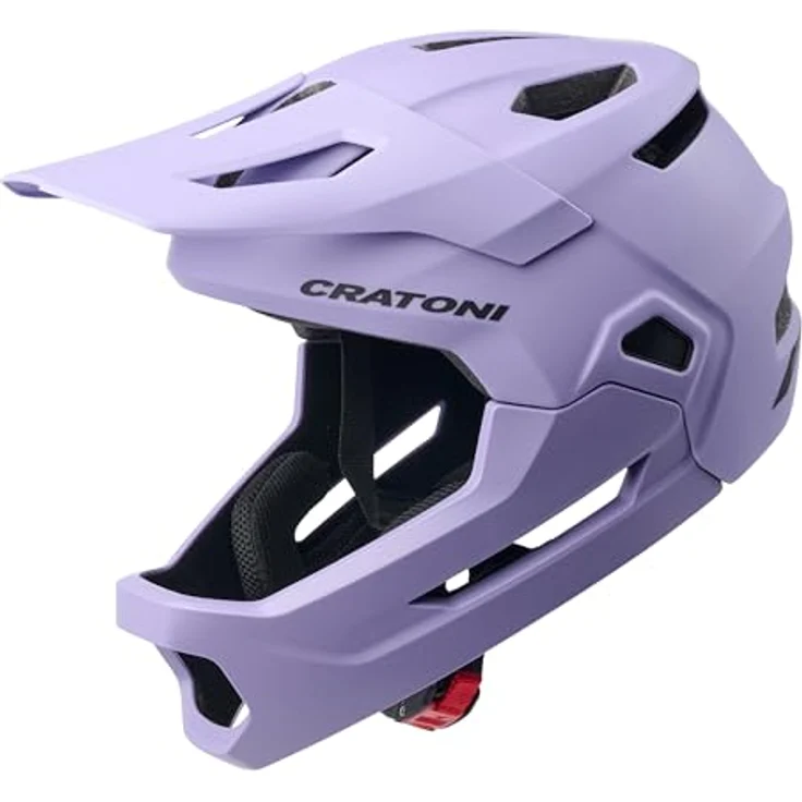 Cratoni Madcat Fullfacehelm, Kinderfahrradhelm mit Kinnbügel, Größe S/M (49-56 cm), optimierte Belüftung, Insektenschutz, Lavender – Bild 1