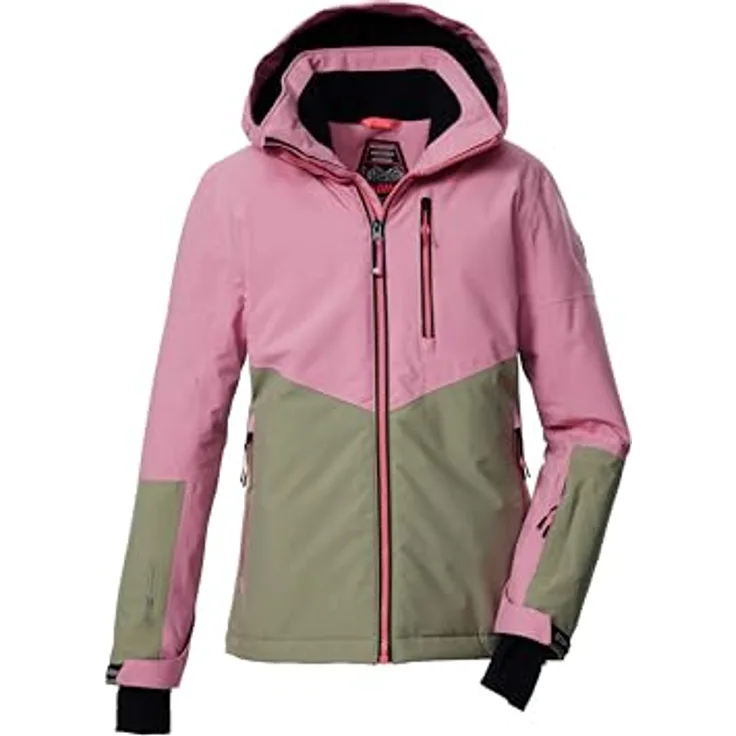 Killtec KSW 207, Skijacke Mädchen, wasser- und winddicht, atmungsaktiv, Colourblock Design, Größe 164