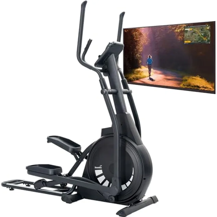 Skandika Crosstrainer Carbon P23 | Ellipsentrainer für Zuhause, klappbar, 23 Programme, App kompatibel, bis 135 kg, 16 Widerstandsstufen | Fitnessgerät für Ausdauertraining