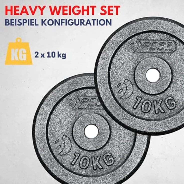 Best Sporting Gewichte Hantel PRO I Hantel Gewichte Set 1,25kg bis 10kg Gusseisen 30/31 mm für Kurz- und Langhanteln - Schwarz – Bild 4