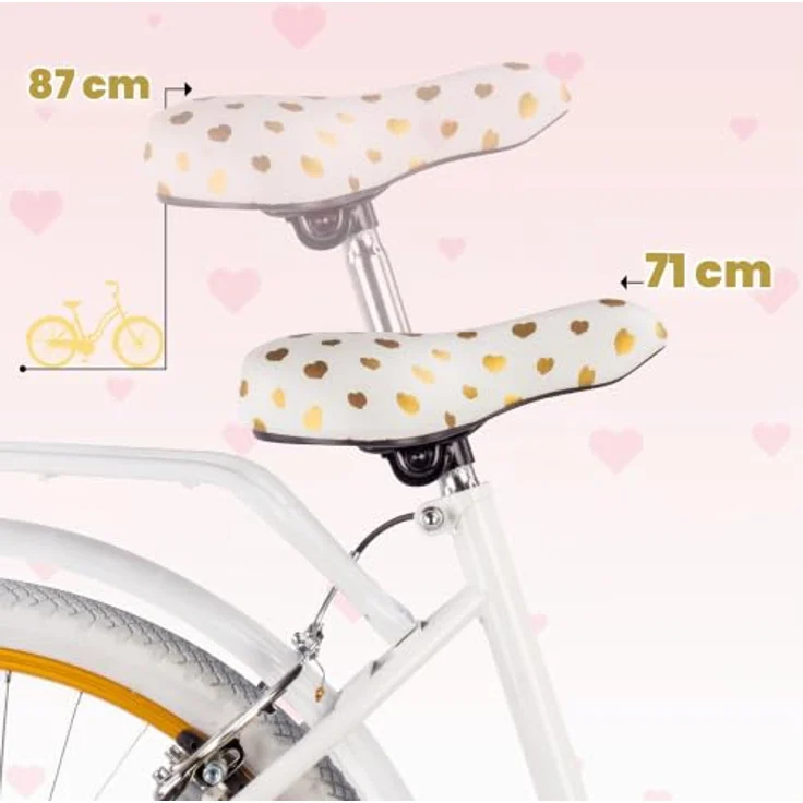 Sun Baby Heart Bike 24 Zoll Mädchenfahrrad mit 7-Gang Schaltung, Weiß-Gold – Bild 5