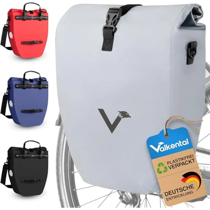 Valkental® Gepäckträgertasche, wasserdicht, 18-22L, abschließbar, reflektierend, bombenfester Sitz, mit Tragegurt – Bild 1
