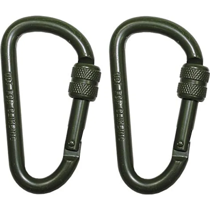 MFH Karabiner mit Schraubverschluss, D 8mm x 80mm, 2er Pack, Oliv
