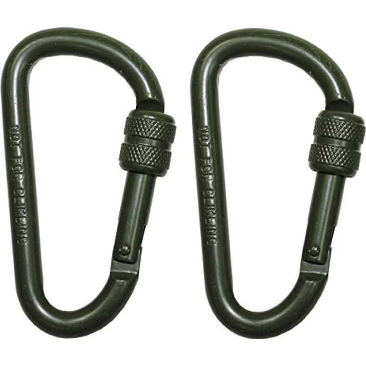 MFH Karabiner mit Schraubverschluss, D 8mm x 80mm, 2er Pack, Oliv – Bild 1