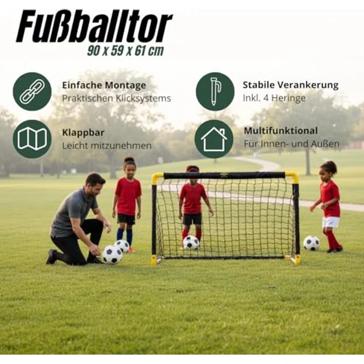 Umbro Faltbares Fußballtor 90 x 59 x 61 cm, Metall, Schwarz/Gelb – Fußball Trainingszubehör für Kinder und Erwachsene, für Innen und Außen – Bild 2
