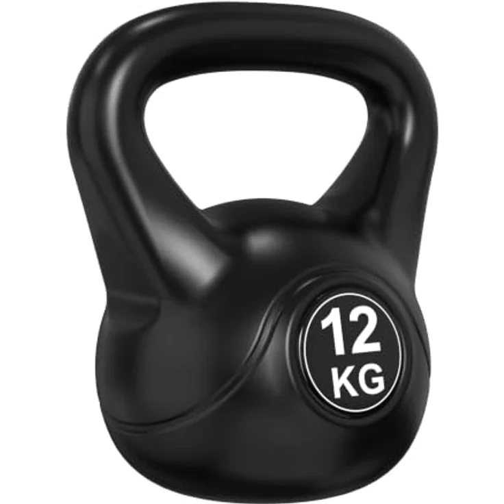 Tunturi Kugelhantel, Kettlebell PVC, 12 kg mit Sandfüllung für effektives Ganzkörpertraining – Bild 1