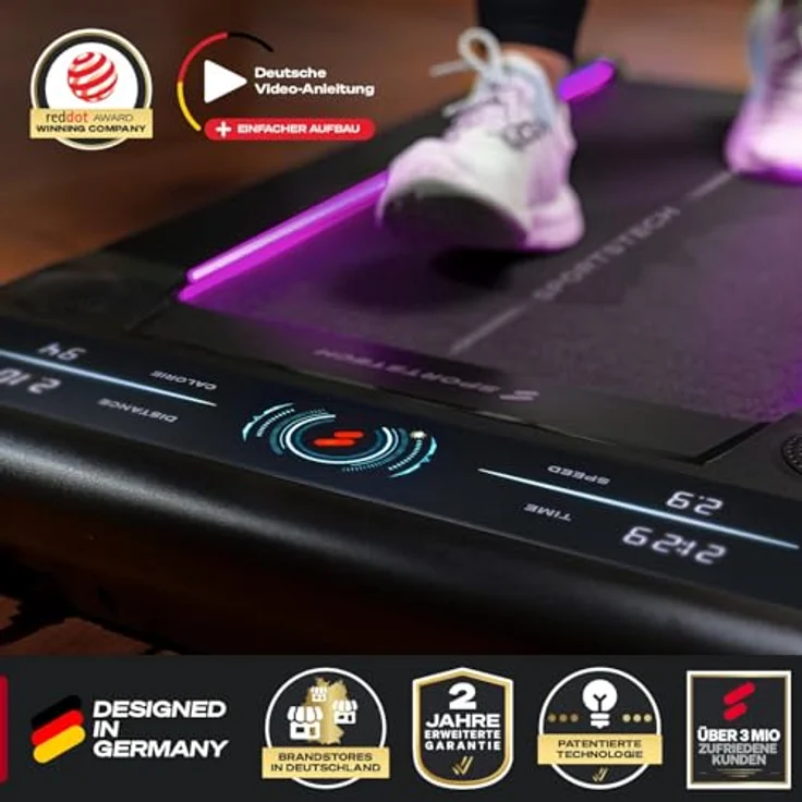 Sportstech sWalk Walking Pad Laufband mit LED - 1-6 km/h Geschwindigkeit, interaktives LCD-Display, App kompatibel - Flexibles Under Desk Schreibtisch Treadmill, Deutsche Qualitätsmarke – Bild 4