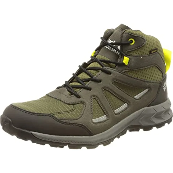 Jack Wolfskin Woodland 2 Texapore, Herren Wanderschuhe, Mid Cut, wasserdicht, atmungsaktiv, grün, Größe 42.5